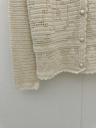 Miu Miu Openwork Denim Cardigan in White