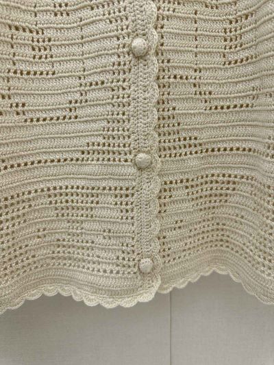 Miu Miu Openwork Denim Cardigan in White