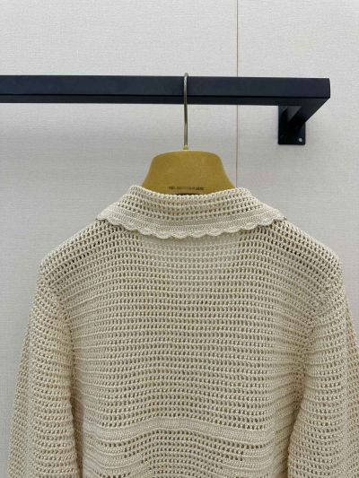 Miu Miu Openwork Denim Cardigan in White
