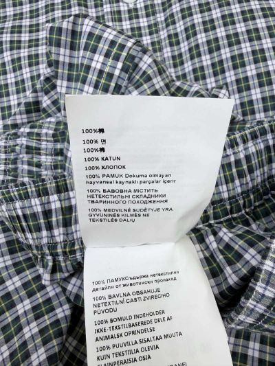 Miu Miu Plaid Button-Front Skirt in Green and White