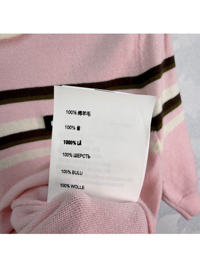 Miu Miu Puff Sleeve Striped Knit Top