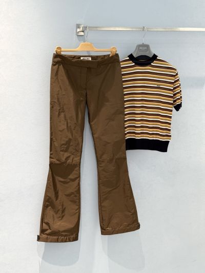 Miu Miu Quilted Cargo Pants in Brown