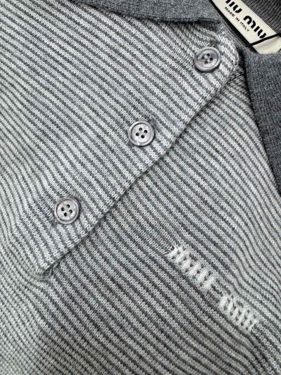 Miu Miu Short Sleeve Striped Shirt in Grey