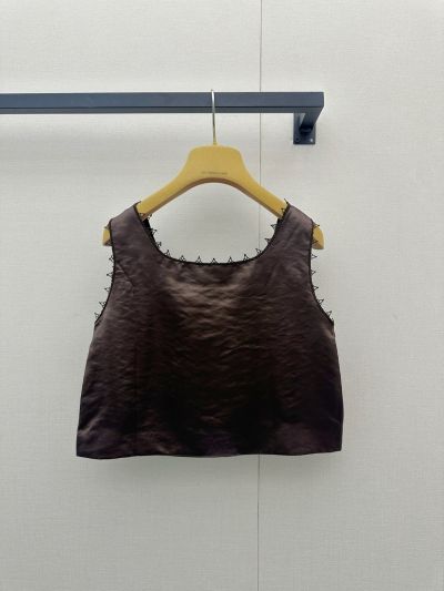 Miu Miu Sleeveless Contrast-Trim Set in Brown