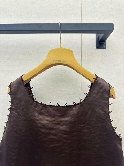 Miu Miu Sleeveless Contrast-Trim Set in Brown