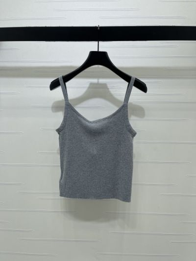 Miu Miu Sleeveless Crew Neck Top in Grey