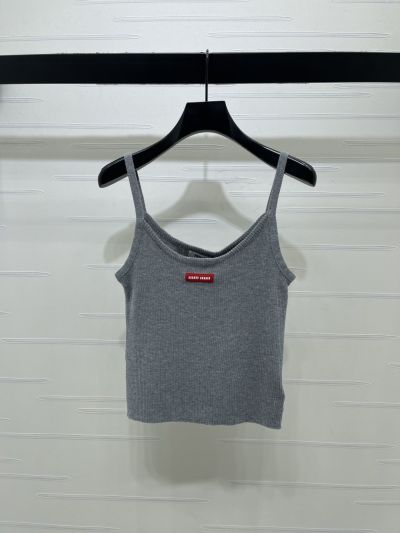 Miu Miu Sleeveless Crew Neck Top in Grey