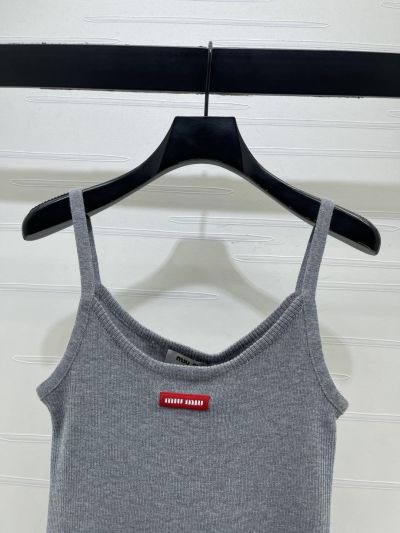 Miu Miu Sleeveless Crew Neck Top in Grey