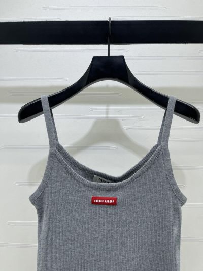 Miu Miu Sleeveless Crew Neck Top in Grey