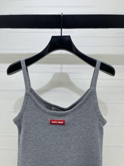 Miu Miu Sleeveless Crew Neck Top in Grey
