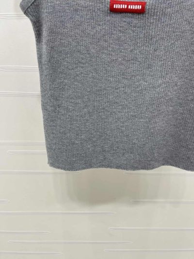 Miu Miu Sleeveless Crew Neck Top in Grey