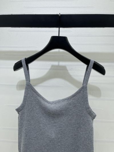 Miu Miu Sleeveless Crew Neck Top in Grey