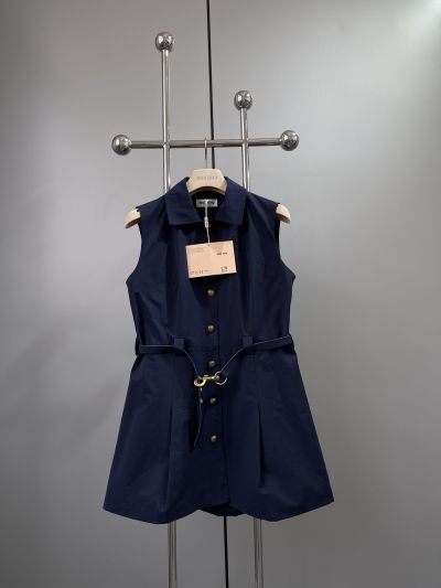 Miu Miu Sleeveless Cropped Dress in Navy