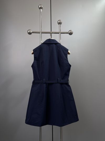 Miu Miu Sleeveless Cropped Dress in Navy