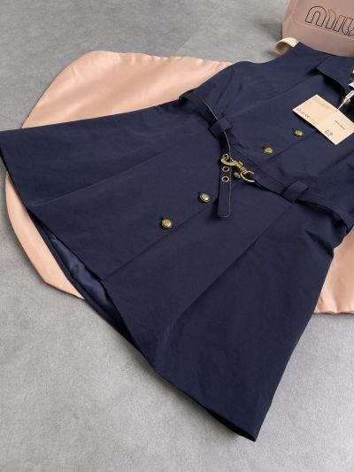 Miu Miu Sleeveless Cropped Dress in Navy