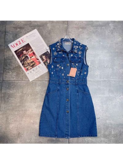 Miu Miu Sleeveless Denim Dress in Blue
