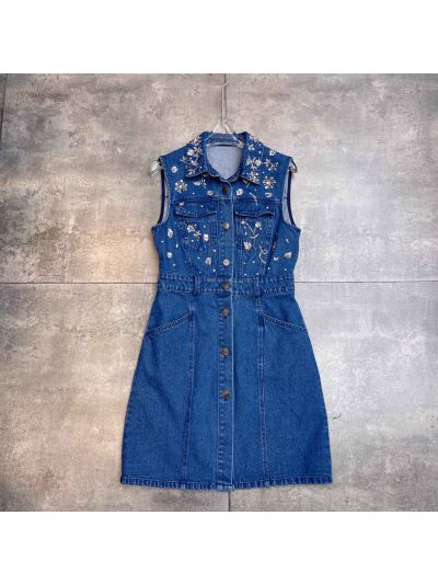 Miu Miu Sleeveless Denim Dress in Blue