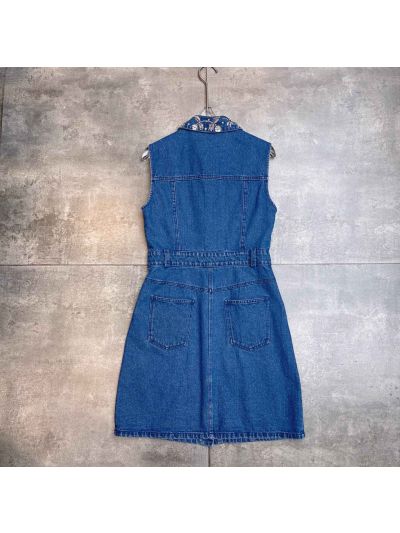 Miu Miu Sleeveless Denim Dress in Blue