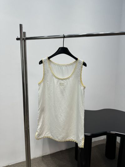 Miu Miu Sleeveless Embroidered Dress in White