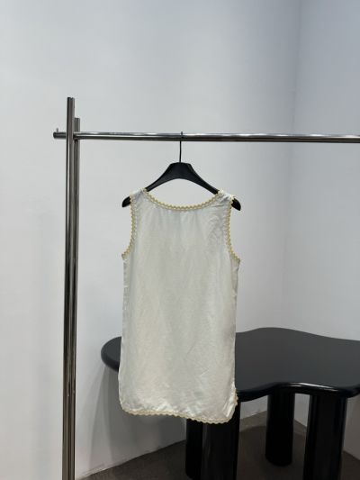 Miu Miu Sleeveless Embroidered Dress in White