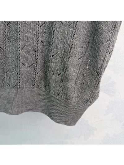 Miu Miu Sleeveless Openwork Knit Top in Grey