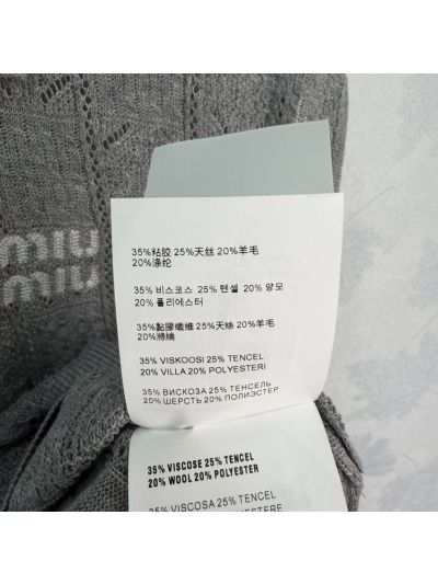 Miu Miu Sleeveless Openwork Knit Top in Grey