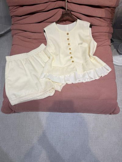 Miu Miu Sleeveless Openwork Set in White