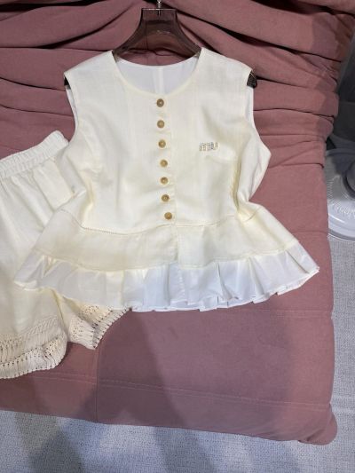 Miu Miu Sleeveless Openwork Set in White
