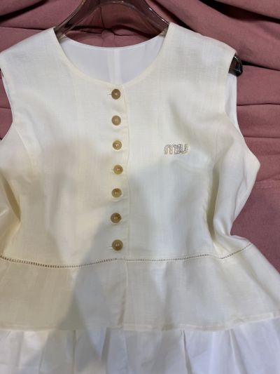 Miu Miu Sleeveless Openwork Set in White