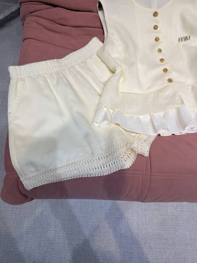 Miu Miu Sleeveless Openwork Set in White