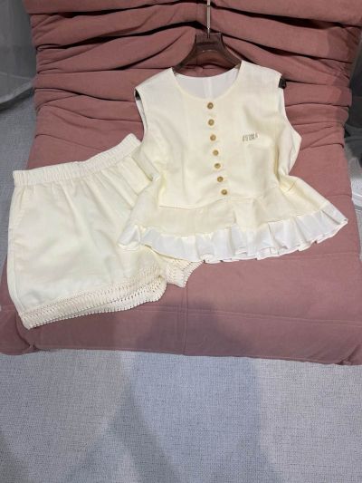 Miu Miu Sleeveless Openwork Set in White