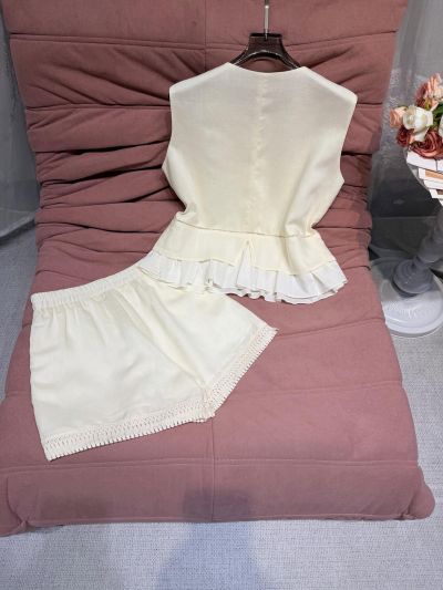 Miu Miu Sleeveless Openwork Set in White