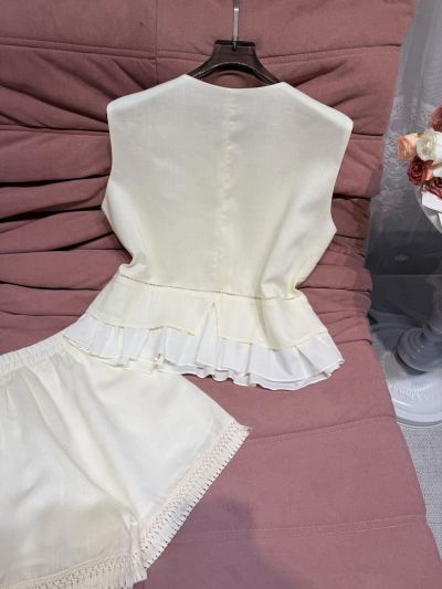 Miu Miu Sleeveless Openwork Set in White