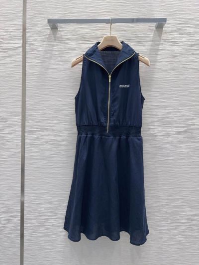 Miu Miu Sleeveless Stand Collar Dress
