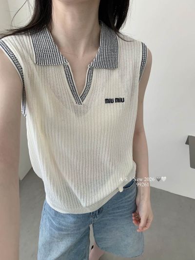 Miu Miu Sleeveless V-Neck Top
