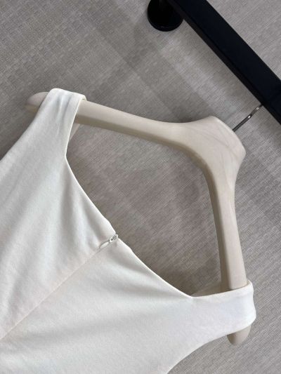 Miu Miu Square Neck Embroidered Top in White