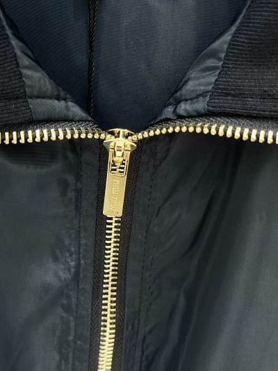 Miu Miu Stand Collar Drawstring Jacket in Navy