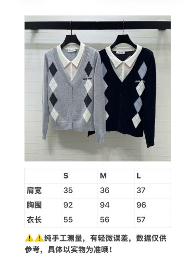Miu Miu Turn-Down Collar Long Sleeve Cardigan in Grey and Black