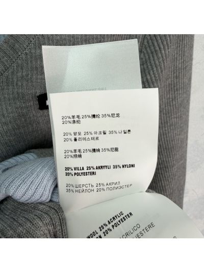 Miu Miu Turn-Down Collar Long Sleeve Cardigan in Grey