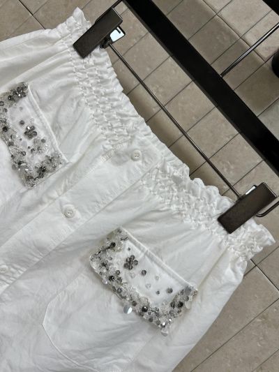 Miu Miu Turn-Down Collar Long Sleeve Set in White
