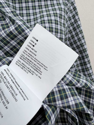 Miu Miu Turn-Down Collar Long Sleeve Shirt in Green and White