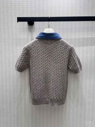 Miu Miu Turn-Down Collar Long Sleeve Shirt in Grey