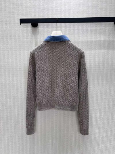 Miu Miu Turn-Down Collar Long Sleeve Shirt in Grey