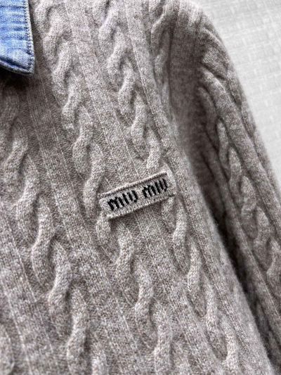 Miu Miu Turn-Down Collar Long Sleeve Shirt in Grey