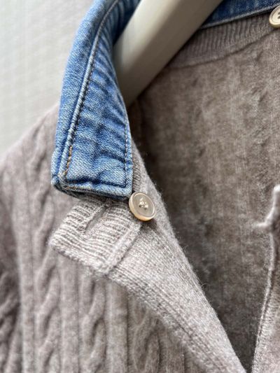 Miu Miu Turn-Down Collar Long Sleeve Shirt in Grey