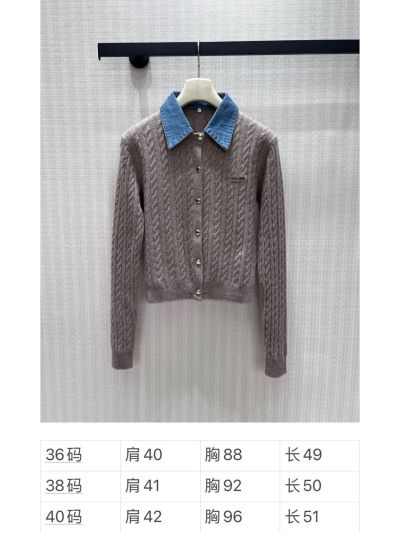Miu Miu Turn-Down Collar Long Sleeve Shirt in Grey