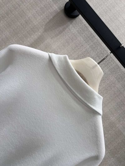 Miu Miu Turn-Down Collar Long Sleeve Top in White