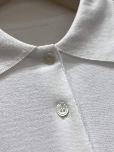 Miu Miu Turn-Down Collar Long Sleeve Top in White