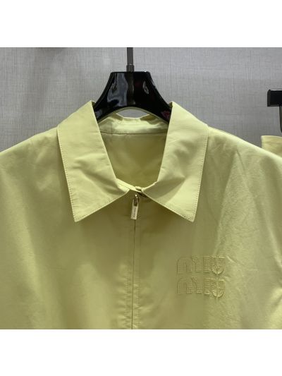 Miu Miu Turn-Down Collar Sleeveless Set in Lemon Yellow and Light Blue
