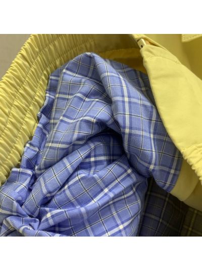 Miu Miu Turn-Down Collar Sleeveless Set in Lemon Yellow and Light Blue